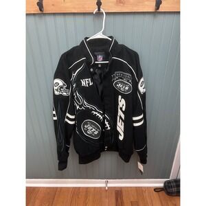 New York Jets NFL Football Jacket Mens Large Black Sportswear‎
